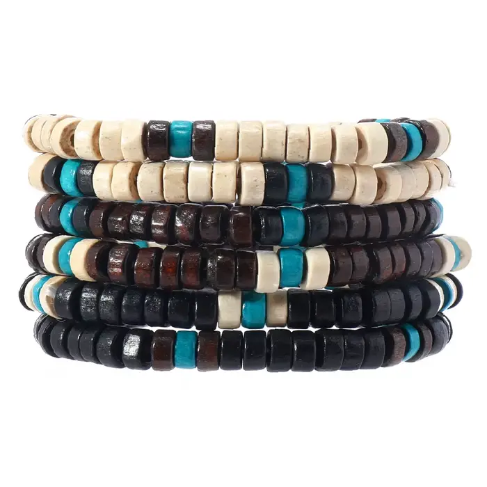Ensemble de bracelets en perles de bois pour hommes trackers d'humeur mode masculine élégants pour homme occasions spéciales