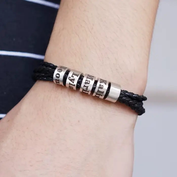 Bracelet tressé pour homme personnalisé avec les noms de la famille MaiLun, 1 pièce, cadeau personnalisé pour la fête des pères