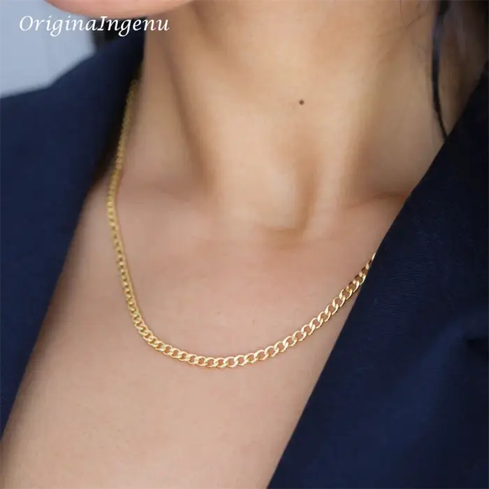 Collier chaîne gourmette rempli d'or 14K
