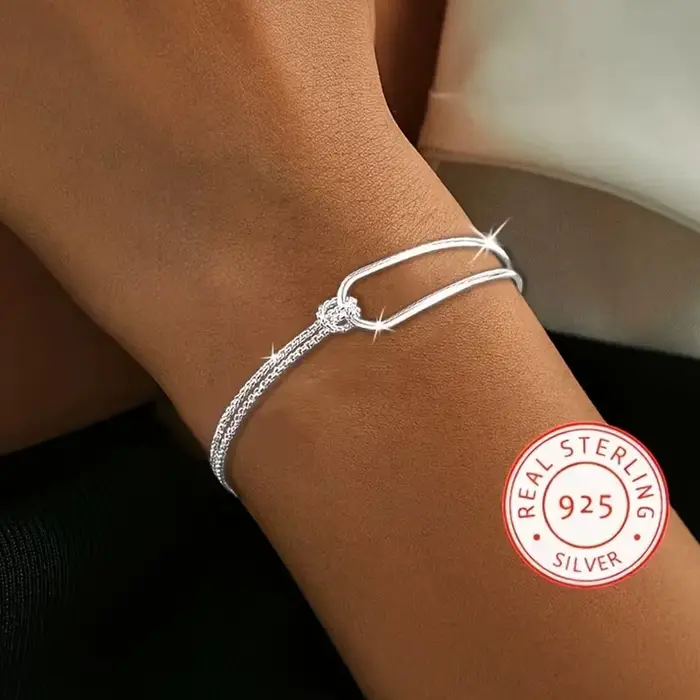 Bracelet à Collage géométrique minimaliste en argent S925