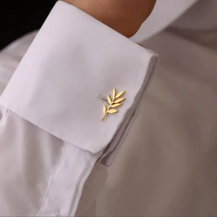 Boutons de manchette personnalisés à motif de branche d'olivier