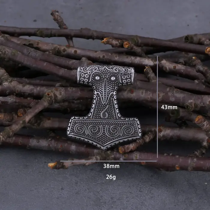 Collier nordique viking marteau de Thor Mjolnir corbeau robuste acier inoxydable pour hommes occassions spéciales fantaisie mythologie scandinave