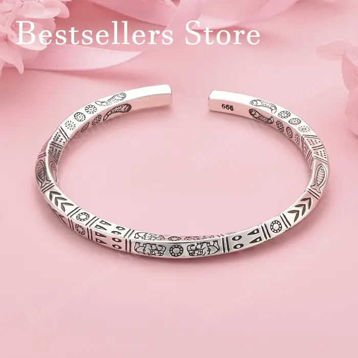 Bracelet ouvert en argent sterling 925 motif vintage exquis pour femmes occasions spéciales mariage engagement soirée festive