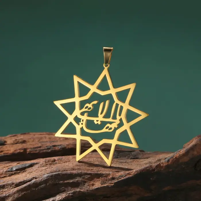 Jeshayuan calligraphie persane Farsi Parsi pendentif femmes neuf points Bahai bahaisme étoile breloques en acier inoxydable bijoux cadeau