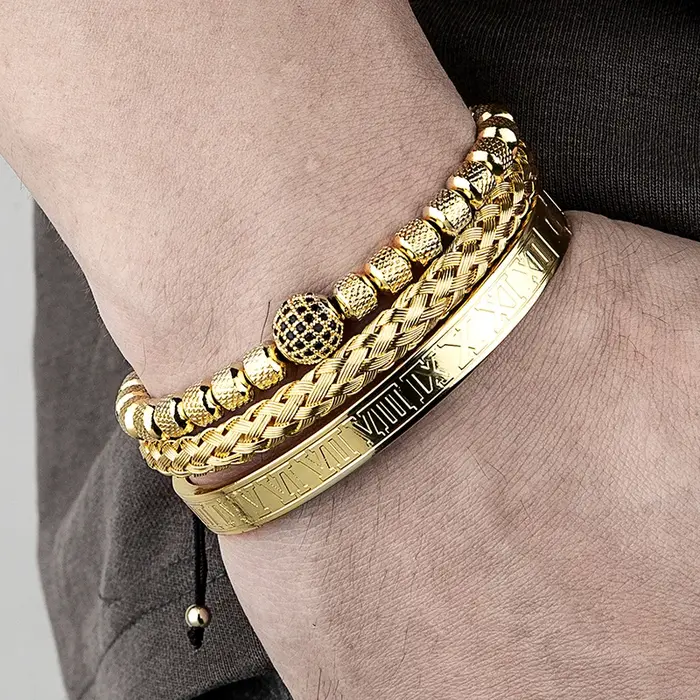 Bracelet à breloques en acier inoxydable pour hommes