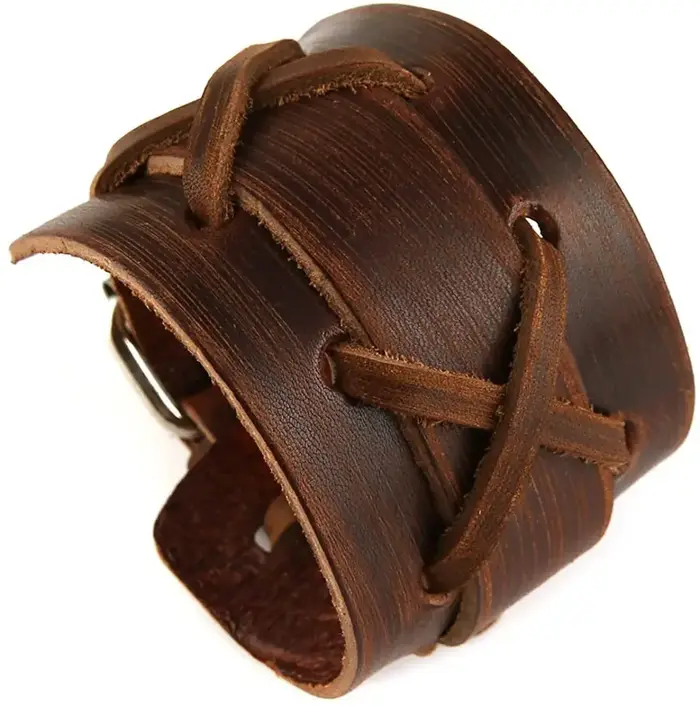 Bracelet rétro en cuir tissé à la main pour hommes