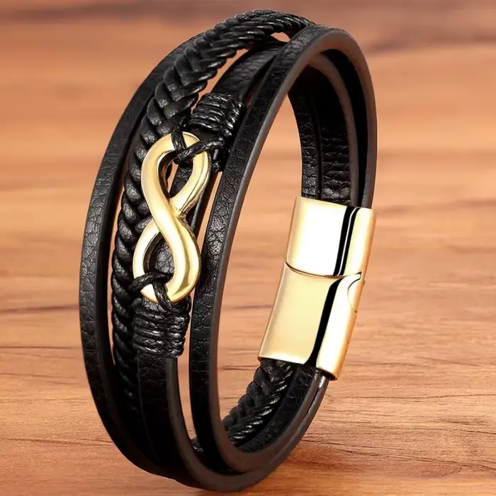 Bracelets infini à 8 caractères en acier inoxydable