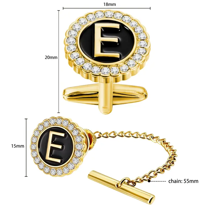 Boutons de manchette personnalisés HAWSON pour hommes en cuivre plaqué or, style classique, initiales incluses, accessoire de mariage et d'occasions spéciales