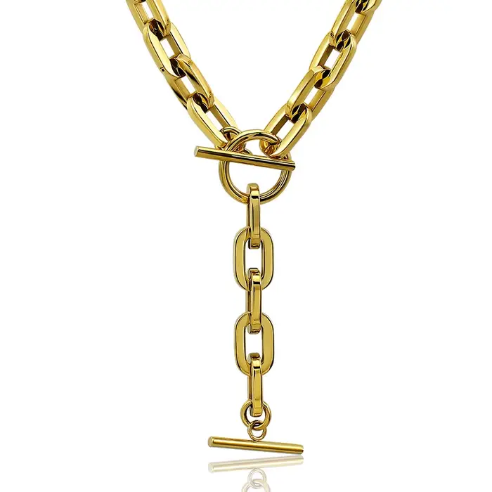 Colliers en chaîne à maillons ronds ovales pour hommes et femmes, ras du cou épais, pendentif avec pompon, fait à la main