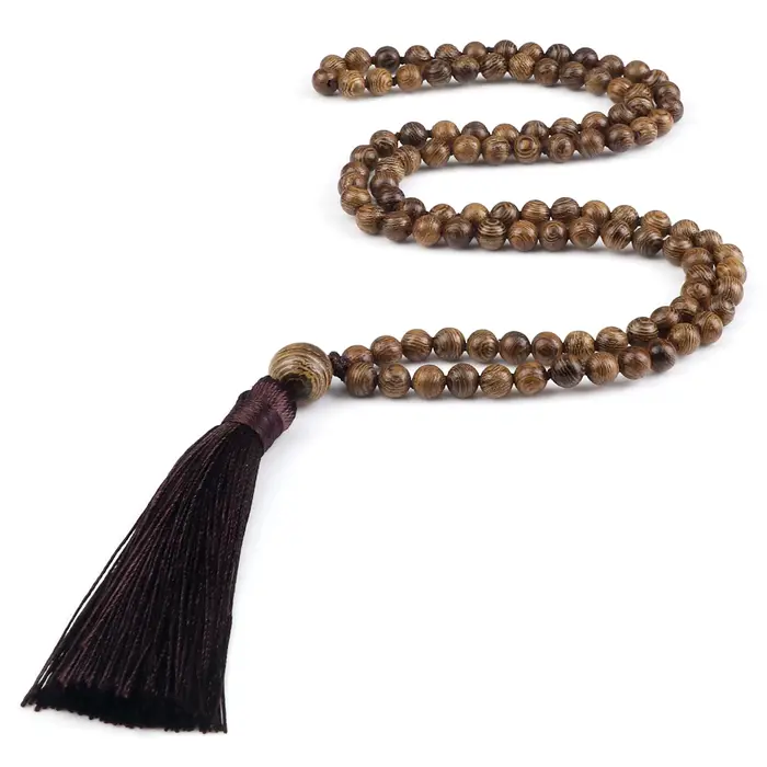 Collier de perles de Malachite Naturelles Mala pour Femmes et Hommes Pierres de Pin Bleu et Onyx Noir Bijou de Méditation et Yoga Occasions Spéciales
