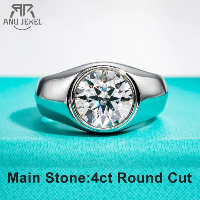 Bague en argent sterling 925 sertie de moissanite de 4 carats élégante pour femmes occasions d'engagement et cadeaux d'anniversaire
