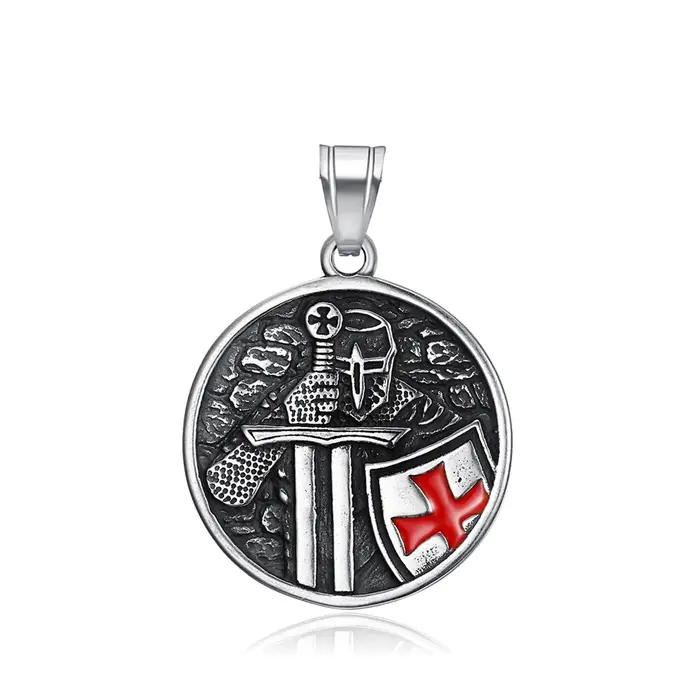 Pendentif croix chevaliers templiers vintage pour hommes, collier punk en acier inoxydable, bijoux uniques, cadeau pour mariage anniversaire engagement occasions spéciales