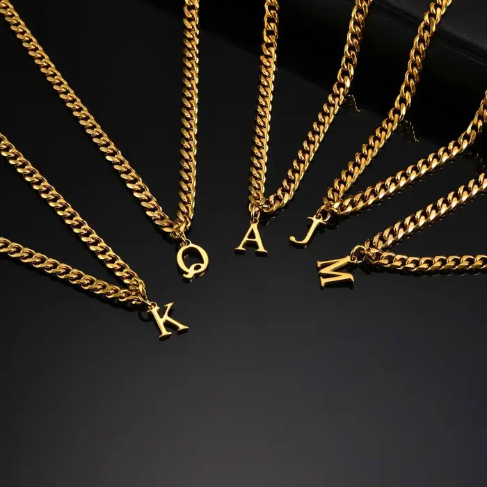 Collier initial en or 18 carats avec pierre de couleur pour homme et femme, cadeau bijou nom personnel occasions spéciales