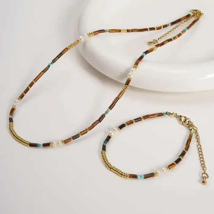 Collier de luxe en pierre d'oeil de tigre