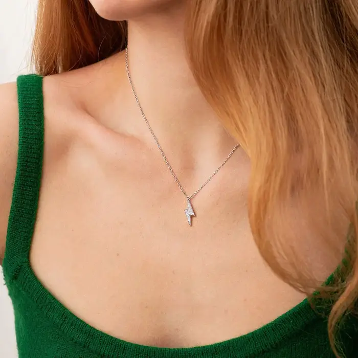 Collier pendentif éclair en moissanite Pretty Beauty en argent sterling 925 chaîne fine diamant pour clavicule bijoux raffinés pour femmes hommes occasions spéciales