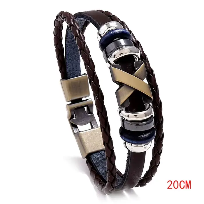 Bracelet en cuir tendance unisexe avec perles style géométrique pour homme femme polyvalent occasions spéciales