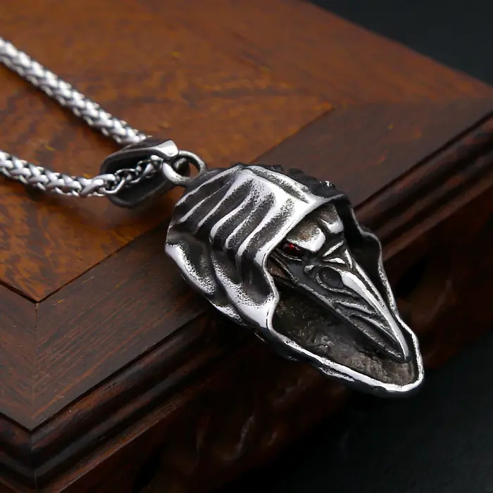 Collier vintage en acier inoxydable 316L avec pendentif crâne de corbeau Odin pour hommes et femmes occasions spéciales bijou mode animal amulet