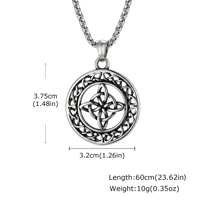 Collier vintage à nœud celtique pour hommes et garçons, collier avec pendentif rond en acier inoxyda