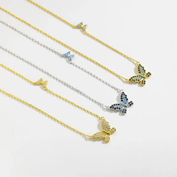VEWANT – collier avec pendentif deux papillons en argent Sterling 925