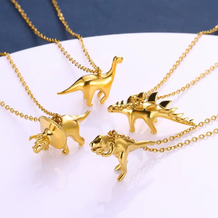 Collier pendentif dinosaure pour femmes et hommes, nouvelle mode, créatif, mignon, chaîne de clavicule, bijoux personnalisés couleur or, cadeaux