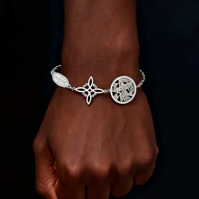 Bracelet Triple Protection en Acier Inoxydable Argenté