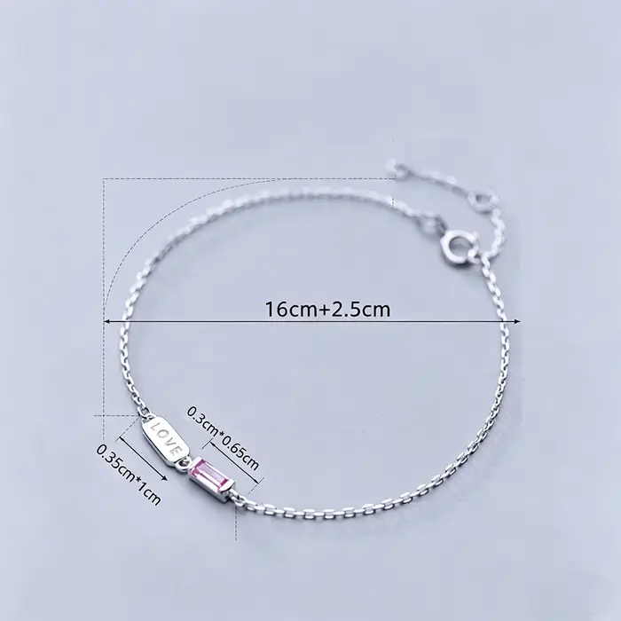 Bracelet La Monada en argent 925 avec lettre LOVE et zircon rose pour femmes élégantes occasions spéciales minimaliste