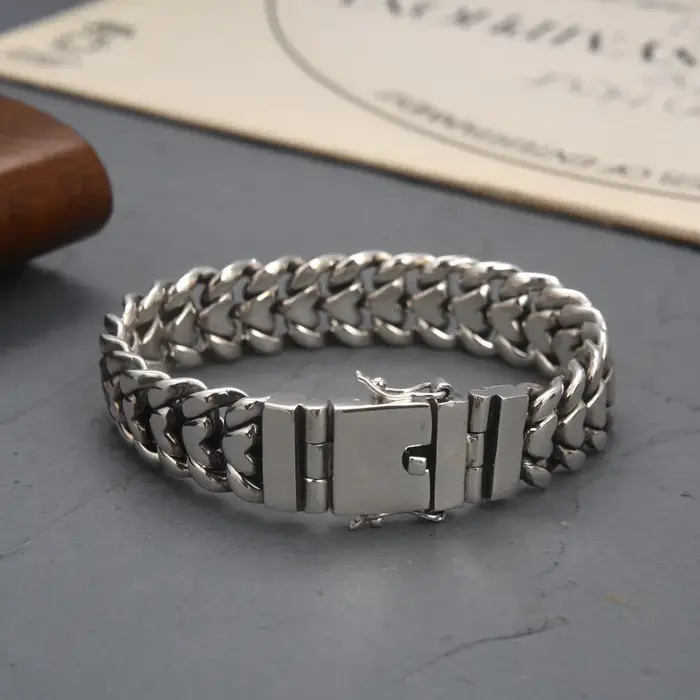 Bracelet exquis en argent sterling S925, bijoux à la mode pour hommes, punk, hip hop européen et amé