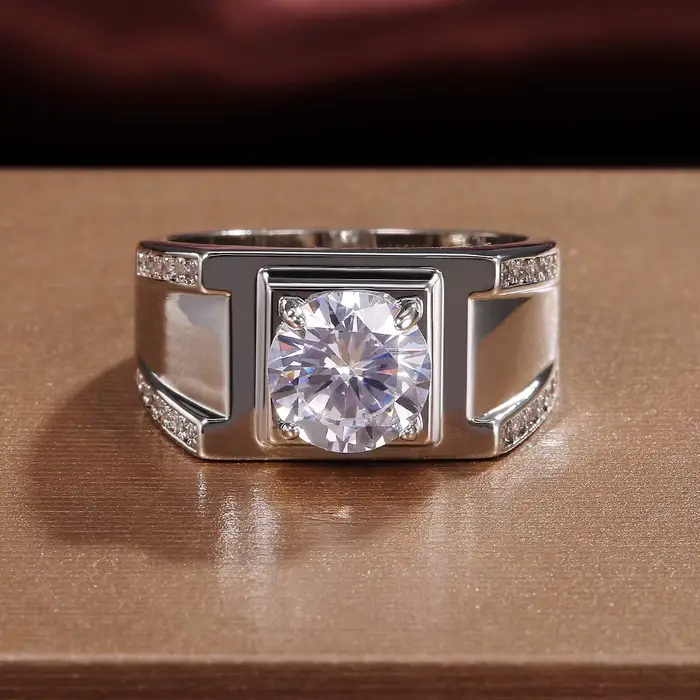 Bague de luxe en argent Sterling 925 pour hommes, bijoux de fiançailles en diamant de laboratoire de