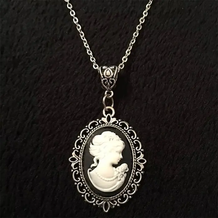 Collier Camée Gothique Vintage Sculpté Ras Du Cou Bijou Femme Filles Occasions Spéciales