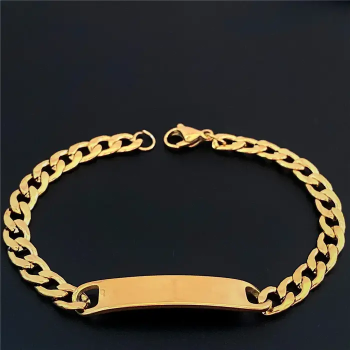 Bracelets en acier inoxydable personnalisés avec gravure de nom pour hommes et femmes