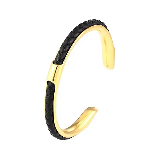 MKENDN classique hommes en acier inoxydable tissé en cuir manchette Bracelet Bracelets mode minimaliste bijoux Pulseras amoureux cadeau