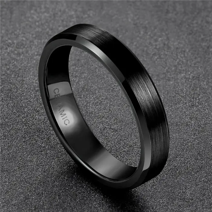 Somen brossé noir anneaux hommes Bague en céramique 8mm/6mm/4mm amoureux alliance Bague de fiançaill