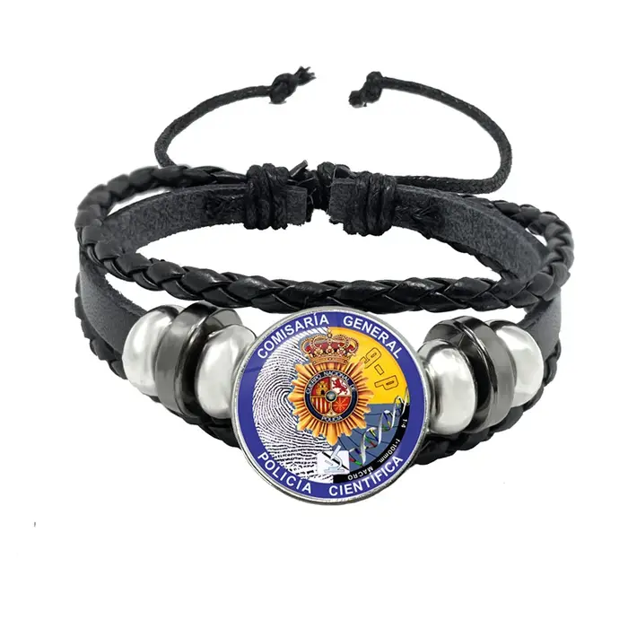 Espana Guardia Civil El Honor Es Mi Divisa Bracelets en cuir de verre multicouche Police espagnole