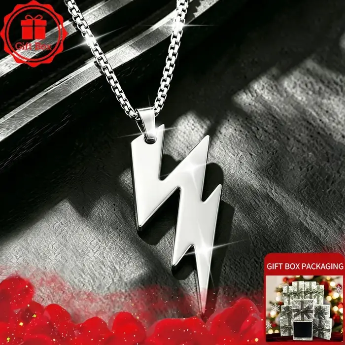 Collier pendentif éclair pour homme et femme