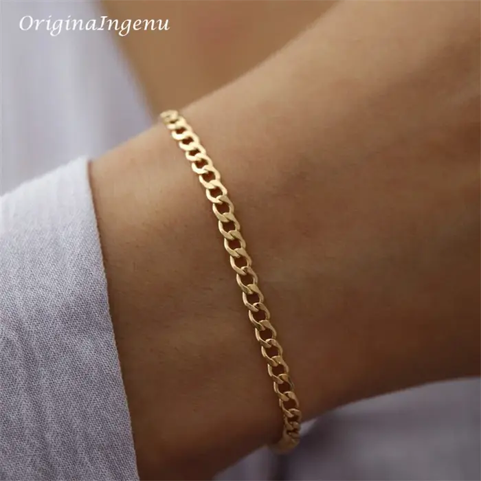 Bracelet chaîne gourmette rempli d'or 14K