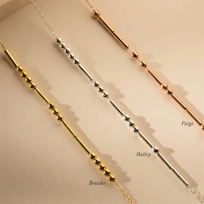 Collier personnalisé en code Morse, bijoux en perles, personnalisation du nom ou du message pour un 