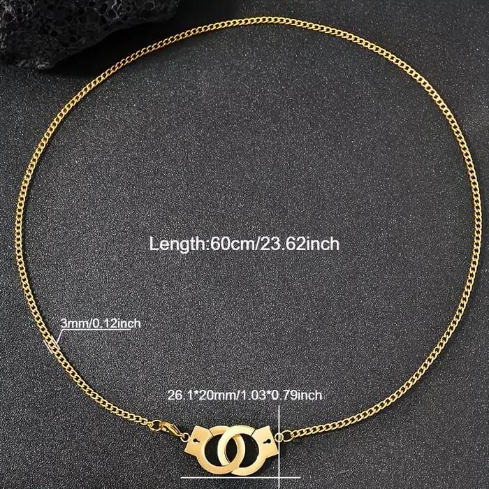 Collier pendentif menottes en acier inoxydable 316L