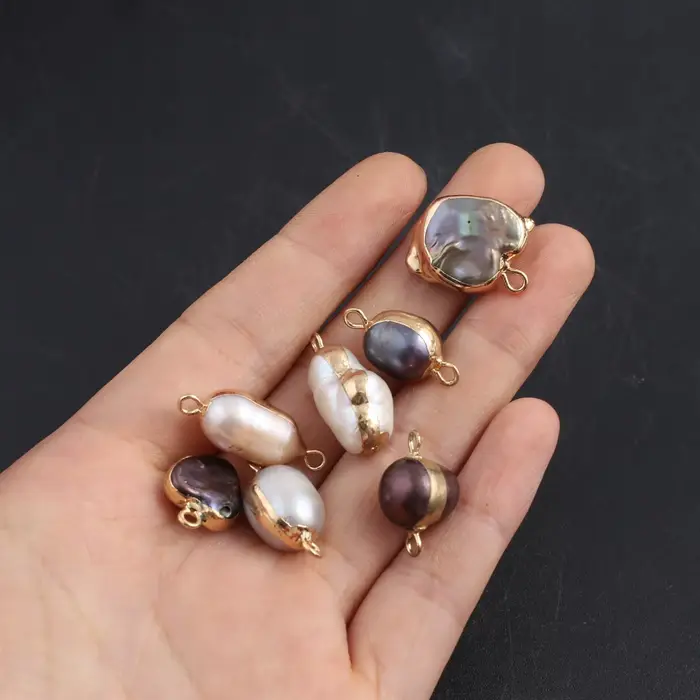 Connecteurs de bijoux baroques colorés en perles naturelles, 5 pièces, haute qualité, aléatoires, po