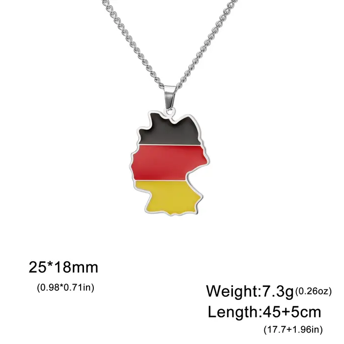 Amaxer carte d'allemagne pendentif collier pour femmes hommes en acier inoxydable collier Deutschland patriotique bijoux cadeau