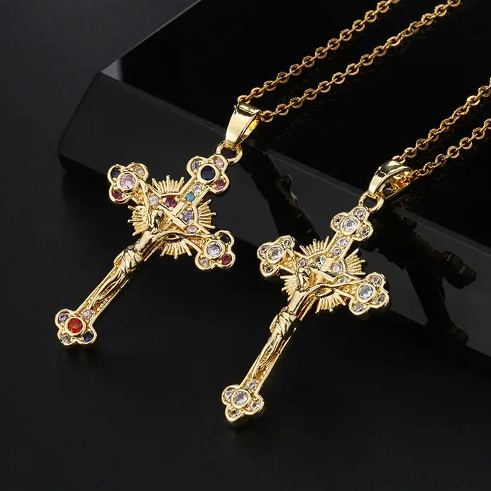 Collier croix de jésus rétro en cuivre avec pendentif de la vierge marie pour homme femme occasions spéciales bijoux religion prière baptême cadeau