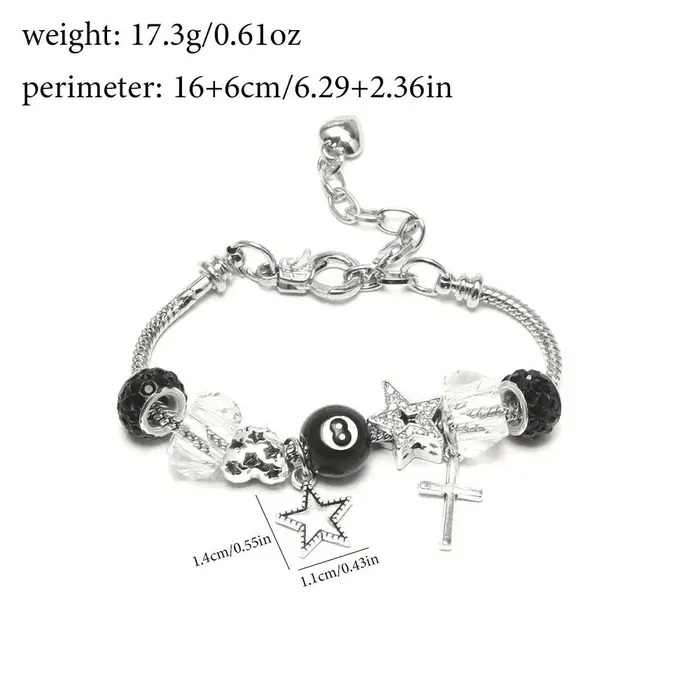 Nouveau noir No.8 boule léopard coeur étoile croix Bracelet collier Unique à la mode doux polyvalent personnalisé bijoux cadeau