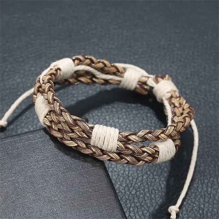 Bracelet Vintage en coton et lin tissé pour hommes