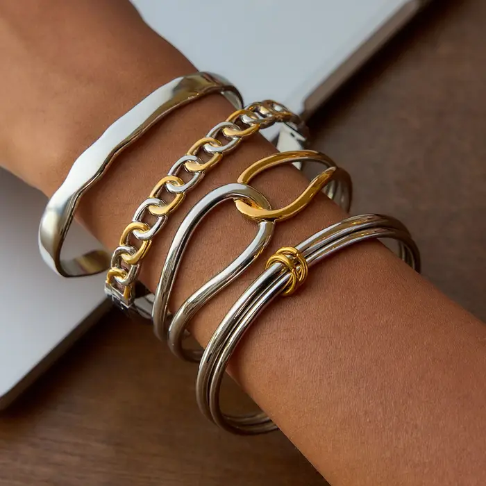 Yori 60mm acier inoxydable haute qualité Double anneau Bracelet