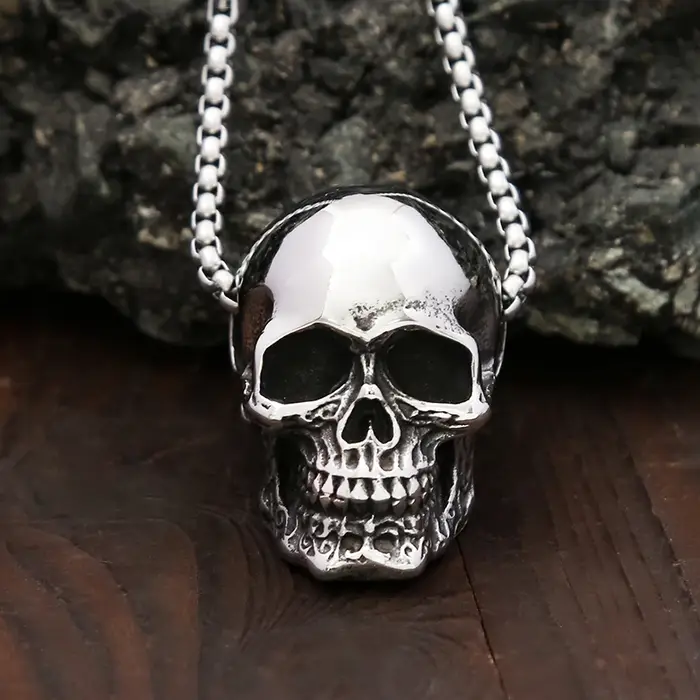 Collier pendentif tête de mort gothique vintage pour hommes et femmes
