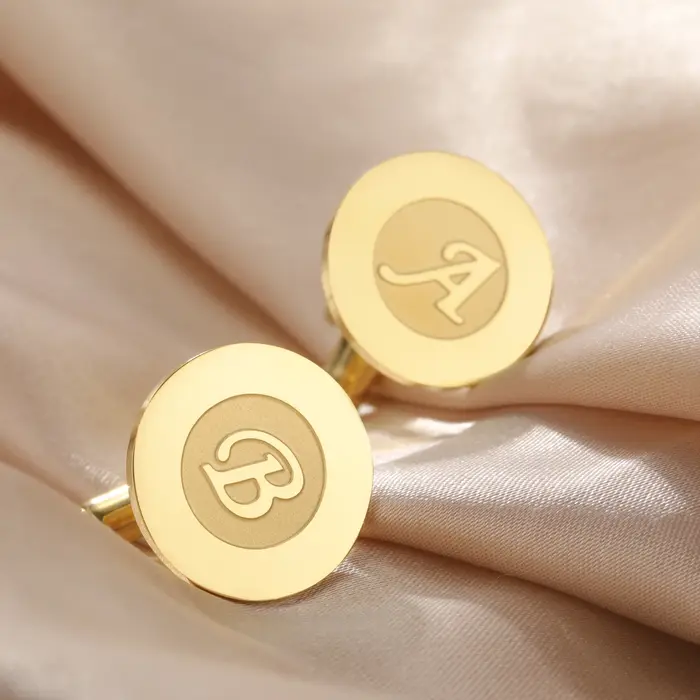 Cazador A-Z lettre initiale boutons de manchette homme chemise 26 Alphabet rond pendentif accessoire