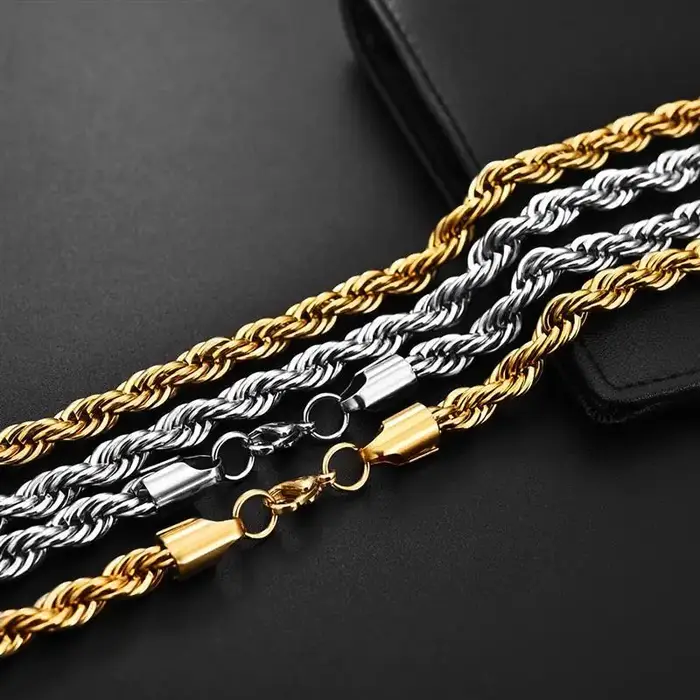Collier chaîne en acier inoxydable pour hommes et femmes