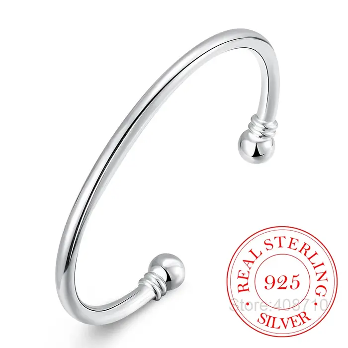 Bracelet à manchette ouverte en argent 925 pour Homme et femme