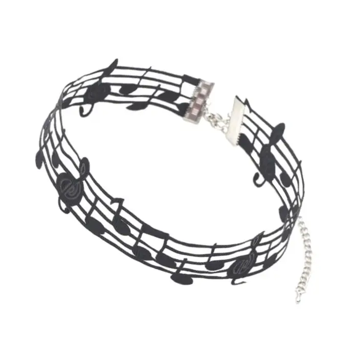 Collier à notes musicales en dentelle carrée pour homme et femme, style hiphop rock, bijou avant-garde pour parties et concerts