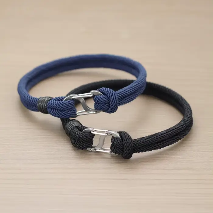 Nouveau Bracelet de corde décontracté pour hommes détachable en acier inoxydable S randonnée boucle Wrap Braclet mâle Sports de plein air brassard bijoux
