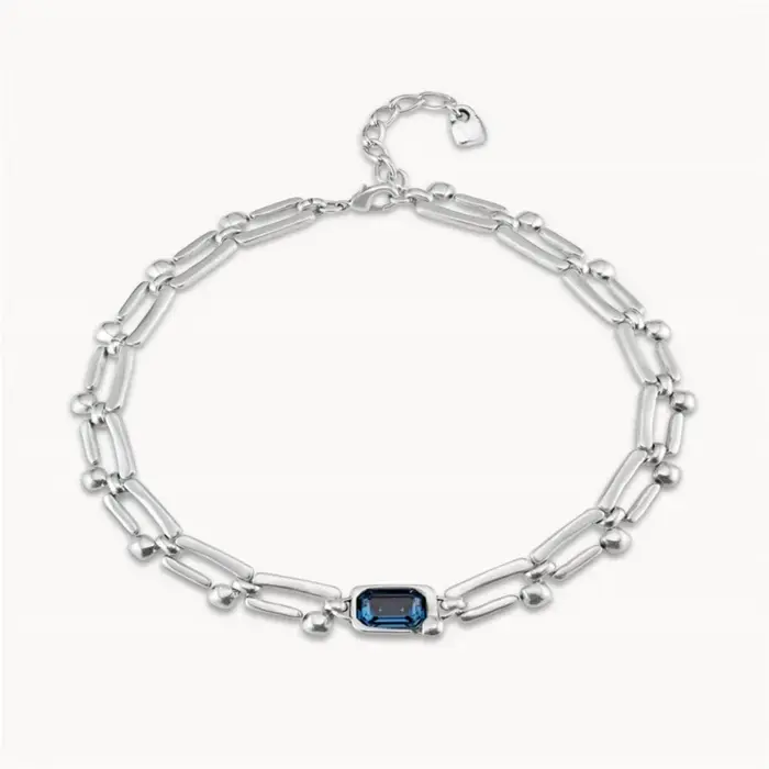 Collier avec pendentif en forme de plante en cristal bleu pour femmes, style décontracté et sportif, pour soirées et événements formels